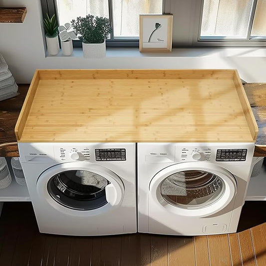 Washer Dryer Countertop, 27.5" x 54" Bamboo Washer and Dryer Countertop for Laundry Room Organization(Natural)
