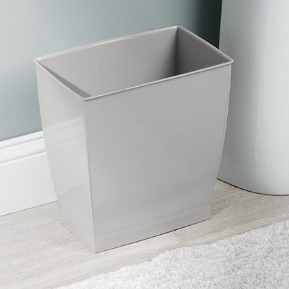 iDesign Small Plastic Bathroom Trash Can, Slim Rectangle Garbage Bin for Bedroom, Office, Dorm, 4-Pack, Gray