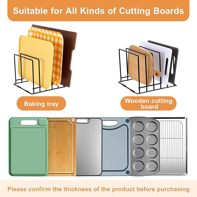 Nodaaiie 2-Pack Steel Cutting Board Organizer, Bakeware Organizer Rack, 5-Slot Baking Sheet Organizer Rack for Kitchen Storage, for Cutting Boards, Cookie Sheets, and Baking Pans, 8.7" x 7.4" x 6.3"