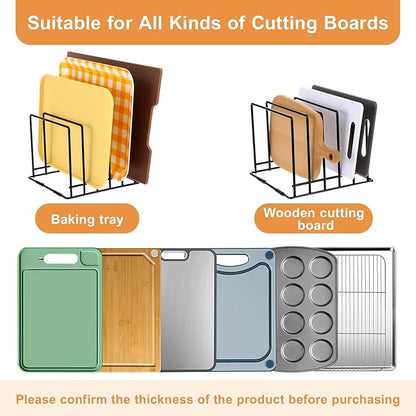 Nodaaiie 2-Pack Steel Cutting Board Organizer, Bakeware Organizer Rack, 5-Slot Baking Sheet Organizer Rack for Kitchen Storage, for Cutting Boards, Cookie Sheets, and Baking Pans, 8.7" x 7.4" x 6.3"