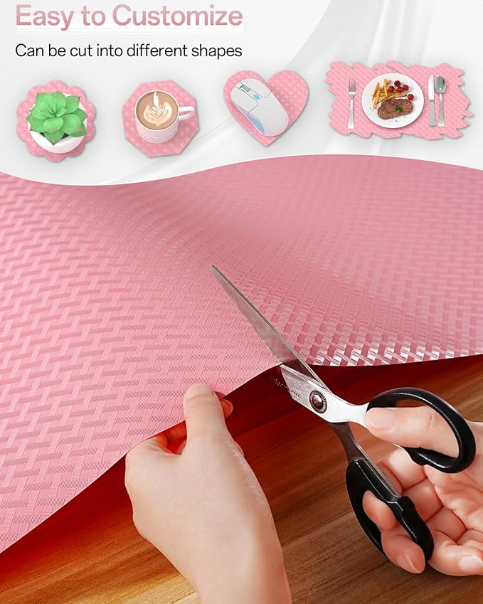 Shelf and Drawer Liner for Kitchen Cabinet, Non-Adhesive 12in x 240in Waterproof Contact Paper Refrigerator Liners Thickened Durable EVA Material Non Slip Mat for Dresser Cupboard Pantry Protector