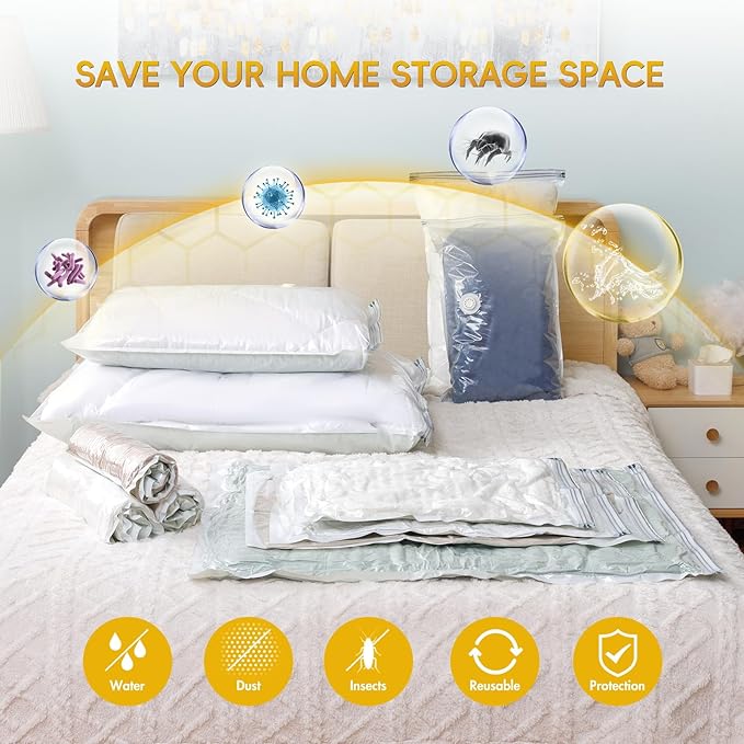 MoJoTools Vacuum Storage Bags with Electric Air Pump, 15 Pack (5 Jumbo, 5 Large, 5 Medium) Space Saver Bag, Space Saver Bag, Vacuum Sealer Bags for Clothes, Blanket, Duvets, Pillows, Comforters,Travel