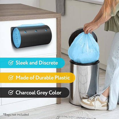 IMPRESA Trash Bag Dispenser Wall Mount - 50-Count Gray Plastic Holder - Under-Sink & Garage Installation - Garbage Bag Storage - Kitchen Organization & Storage