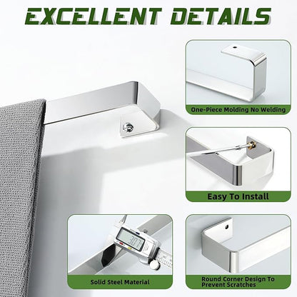 Alise Hand Towel Holder Towel Bar for Bathroom Wall Mount,SUS304 Stainless Steel Towel Rack for Bathroom and Lavatory,Kitchen,12'' Bath Towel Hanger Towel Rail,Polished Chrome