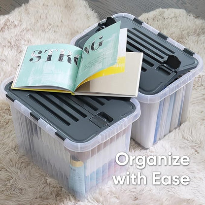 Superio 26 L Deep Storage Container with Hinged Lid 27.5 Quart (6 Pack)