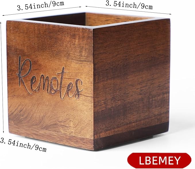 Acacia Wood TV Remote Holder, Caddy and Organizer for Table, Vintage Farmhouse Desk Caddy (Brown for 2 or 3 Remote Controls)
