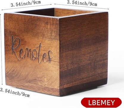 Acacia Wood TV Remote Holder, Caddy and Organizer for Table, Vintage Farmhouse Desk Caddy (Brown for 2 or 3 Remote Controls)