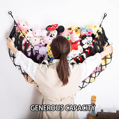 Large Stuffed Animal Net or Hammock Macrame Toy Display Plush Toy Holder Wall Hanging Net for Stuffed Animal Storage_Black