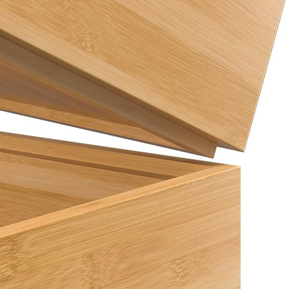 Silverware Tray for Drawer, Stackable Kitchen Bamboo Drawer Organizer 12" x 6" x 2" Set of 2