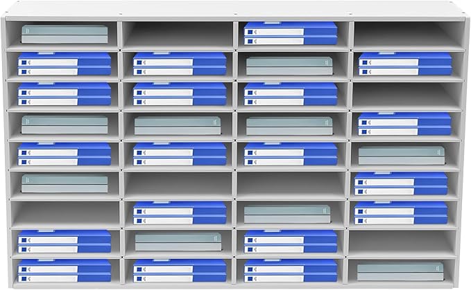 Literature Organizer Sorter,Desktop File Sorter Mail Center Magazine Paper Storage PVC Board File Holder Mailbox Student Classroom Keepers for Home&Office (White, 36 Slots)