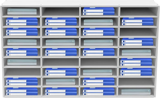 Literature Organizer Sorter,Desktop File Sorter Mail Center Magazine Paper Storage PVC Board File Holder Mailbox Student Classroom Keepers for Home&Office (White, 36 Slots)