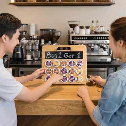 Coffee Pod Holder, K Cup Organizer Compatible with K Cups(35 Pods), Bamboo Coffee Pod Stands for Counter, Home or Office Kitchen Counter Organizer