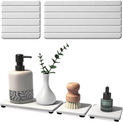 3PCS Stone Drying Tray, Stones Soap Trays, Water Absorbing Stone Tray for Sink, Fast Dry Diatomite Stones Mat, Used for Hand Soaps,Sponge,Toothbrush Holder in Bathroom Counter and Kitchen Sinks