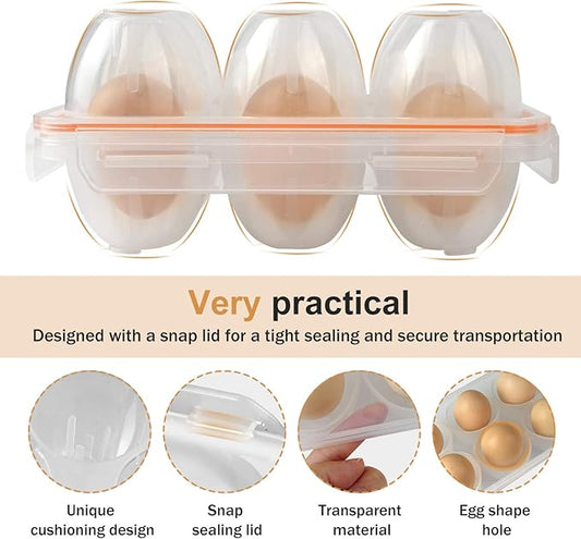 FantasyDay 6 Grids Egg Holders, Sturdy Shockproof Durable Egg Cartons Egg Containers With Lid for Refrigerator - Large Capacity Egg Organizer Box for Home Kitchen Outdoor Picnic Hiking Storage