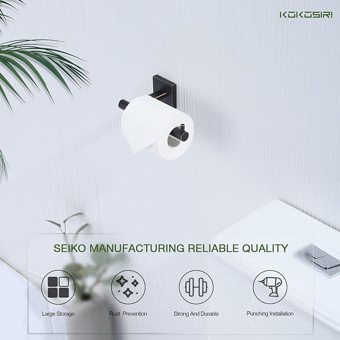 KOKOSIRI Toilet Paper Holder Oil Rubbed Bronze for Bathroom Kitchen Roll Holder Hold Mega Rolls Stainless Steel, 2 Pack, B2005ORB-2P
