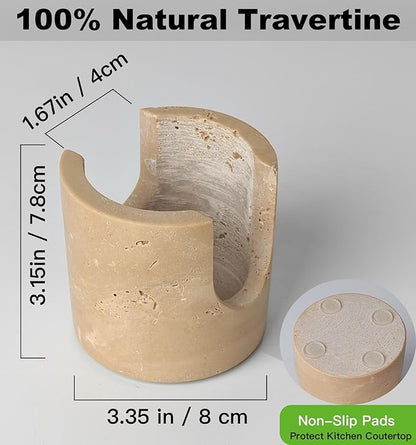 BekPooQ Luxury Travertine Sponge Holder – Fast-Drying, Rust-Proof Kitchen Sink Caddy, Non-Slip Base, Compact Stone Sponge Caddy for Kitchen Sink Counter, for Modern & Farmhouse Homes, Beige