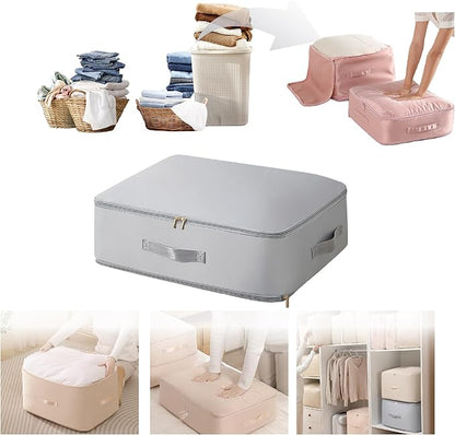 SINKZAICO Ultra Space Saving Self Compression Organizer,Packing Cubes,Waterproof And Moisture-Proof,High Capacity,For Blankets Clothes Duvet Comforter（Gray 21.2 * 16.2 * 11.8 In）