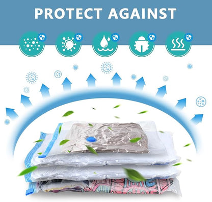 Vacuum Storage Bags with Electric Pump, Travel Vacuum Bags,Space Saver Vacuum Storage Bags，Vacuum Seal Bags for Clothes, Bedding,Blankets,Duvets, Pillows (6 Pack)