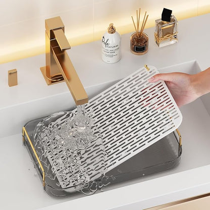 Seoneiro Whiskey Tray, Glass Cup Rack, Mug Holder, Coffee Cup Organizer, Bathroom Countertop with Drain Board Wine Glass Decorative Organizer, Food Tray, Kitchen Spice Rack