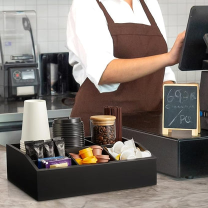 Black Coffee Station Organizer for Countertop, Coffee Bar Accessories and Organizer, Coffee Pod Holder Storage Basket for K Cup Sugar Tea