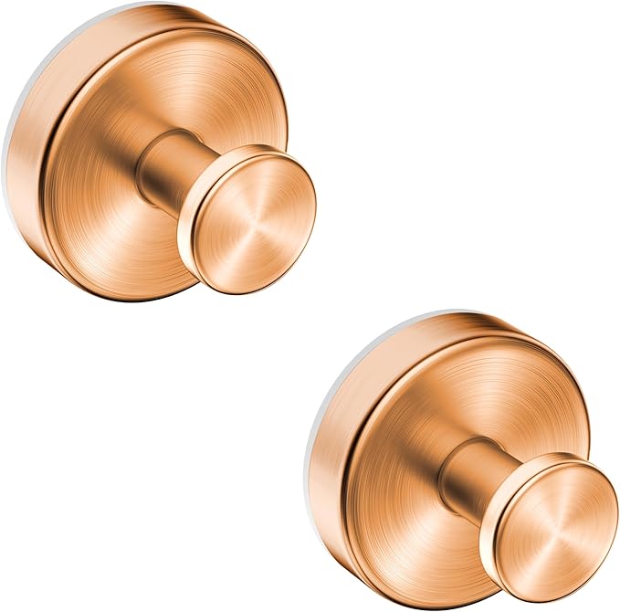 Epritliber Suction Cup Hooks for Shower,Wreath Hanger for Front Door,Removable No Drill Towel Loofah Hooks,Upgraded 15 lbs Strong Suction for Bathroom,Wall,Glass,Stainless Waterproof-Rose Gold 2 Pcs