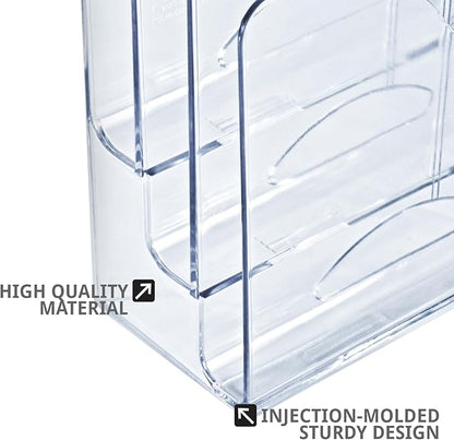 Azar Displays 250099-6PK Three Tier File and Brochure Desktop Wall Organizer Holder with Dividers brochure display stand acrylic file holder, Clear , 6-Pack