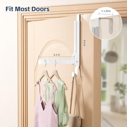 WLCSNG 4 Pack Over The Door Hanger Foldable Over The Door Hooks，Rust-Resistant Overdoor Hanger Hook for Laundry (Clothes Drying Rack)&Bathroom (Towel Rack) Small Portable,White
