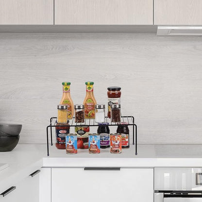Large (16.1 x 10.2 Inch) Cabinet Storage Shelf Rack, Kitchen Shelves，Kitchen Counter and Cabinet Shelf, Storage Rack Organizer for Kitchen, Fridge, Cabinet, Bathroom Cupboard (Black, 6)