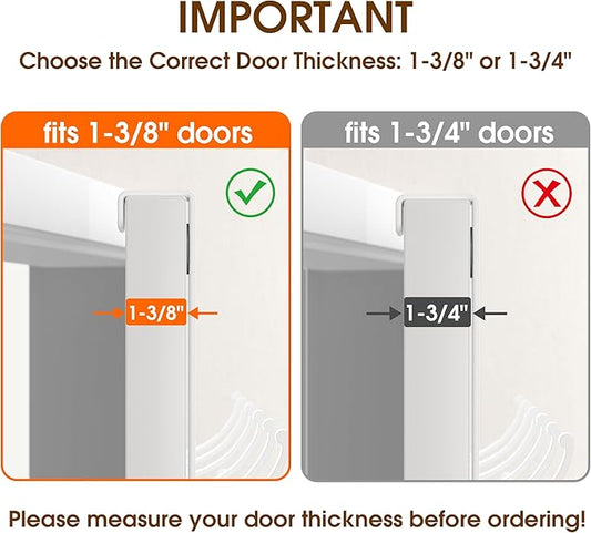 KitchLife Over The Door Hooks Hanger with 7 inches Extended Arms, Fits 1 3/8" Doors, F18U, Bathroom Towel Rack Organization, Thickened 6-Double Hook, Glossy White