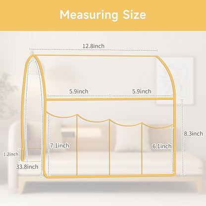 MEHIDFY Sofa Armrest Caddy, Waterproof Bedside Storage Organizer, Non Slip Armchair Pockets, Remote Control Holder for Couch, Handy Pouches with 6 Pockets for TV Remote, Phone, Magazine(White)