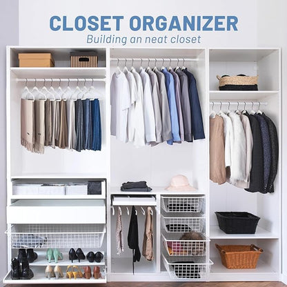 HOUSE DAY White Velvet Hangers 60 Pack, Non Slip Felt Hanger, Slim Velvet Clothes Hangers for Suits, Shirt, Heavy Duty Coat Hanger for Closet