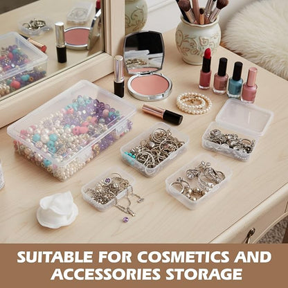 Jetec 6 Pieces Mini Plastic Clear Beads Storage Containers Box for Collecting Small Items, Beads, Jewelry, Business Cards, Game Pieces, Crafts (4 Size)