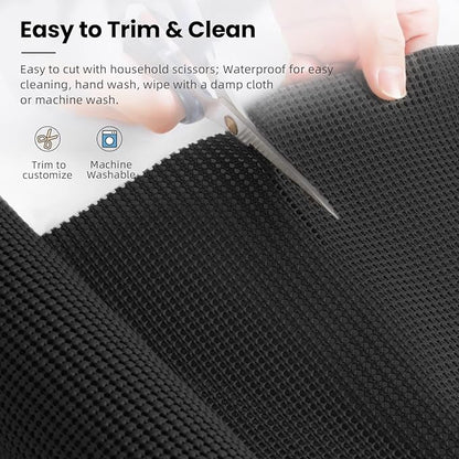 BAGAIL Drawer and Shelf Liner, 12 in X 30 Ft Non-Adhesive Shelf Liners for Kitchen Cabinets, Thick Strong Grip Liners for Desk, Shelves, Bathroom Drawers, Cabinet Protection - Black