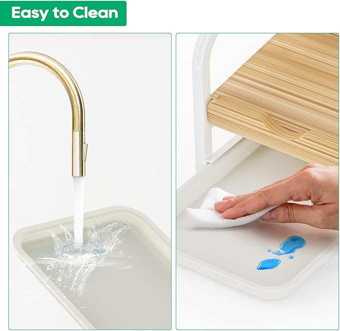 Laundry Detergent Holder Liquid Laundry Detergent Riser and Stand with Drip Tray for Laundry Room Organization (Tilted-White)