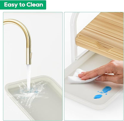 Laundry Detergent Holder Liquid Laundry Detergent Riser and Stand with Drip Tray for Laundry Room Organization (Tilted-White)