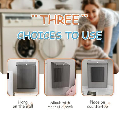 Sealegend Magnetic Slim Trash Can Wastebasket with Lid, Lint Bin, Storage Bins Perfect for Kitchen, Fridge, Cabinet, Bathroom, Laundry Room Organization, Black