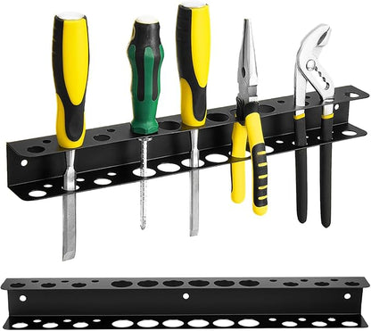 Screwdriver Organizer, Pliers Rack, Heavy Duty Wall Mounted Tool Storage Rack, Hand Tools Organizer, Metal Storage Rack for Garage Workshop Workbench Tool Chest Cart,Black Color 15.75 Inch(1 packs)