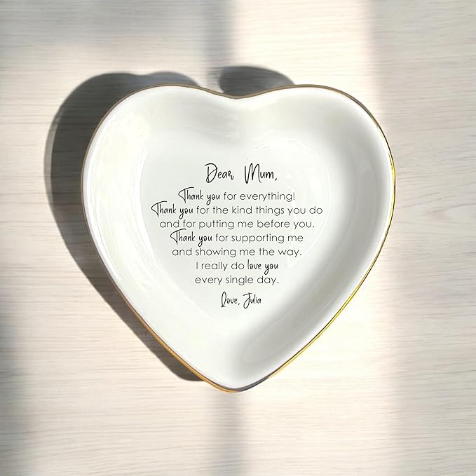 HatafaFurni Custom Ring Dish Holder Gifts for Mom, Wedding Ring Dish For Mother Gifts, Custom Jewelry Dish - Trinker Tray For Women, Gifts For Her - Ceramic Ring Dish