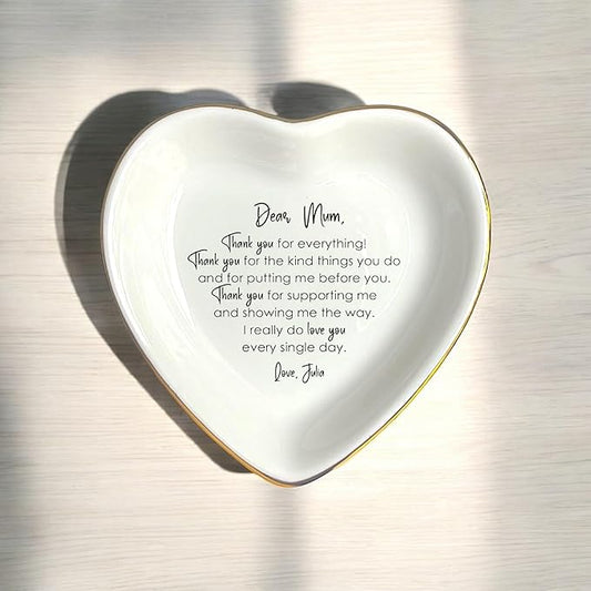 HatafaFurni Custom Ring Dish Holder Gifts for Mom, Wedding Ring Dish For Mother Gifts, Custom Jewelry Dish - Trinker Tray For Women, Gifts For Her - Ceramic Ring Dish