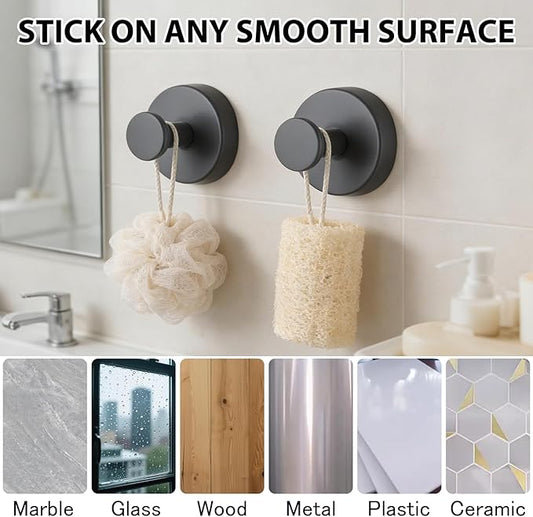 HESUSLA Suction Cup Hooks for Wreaths on Glass,2025 New Model No-Drill Suction Cup Hooks,Wreath Hangers for Front Doors,Metal Towel Hooks for Showers Bathrooms Mirrors(2 Pack,Gray)