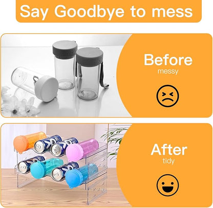Keerte Acrylic Wine Rack for 8 Bottles/Cups - Freestanding Clear Modern Cabinet, Adjustable Shelves Compact Bar Organizer for Office, Kitchen, Dining - Lightweight Shatter-Resistant
