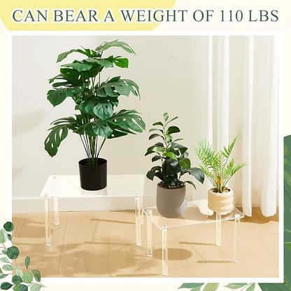 1 Pcs 13 Inch Acrylic Risers Display Stands Rectangular 4-leg Acrylic Plant Stand, 6mm Thick Clear Shelf Riser Display Stands for Decor Collectibles Figures and Item Photography
