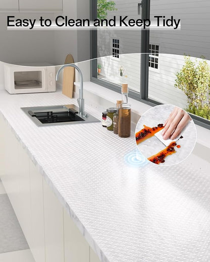 Shelf and Drawer Liner for Kitchen Cabinet, Non-Adhesive 12in x 120in Waterproof Contact Paper Refrigerator Liners Thickened Durable EVA Material Non Slip Mat for Dresser Cupboard Pantry Protector