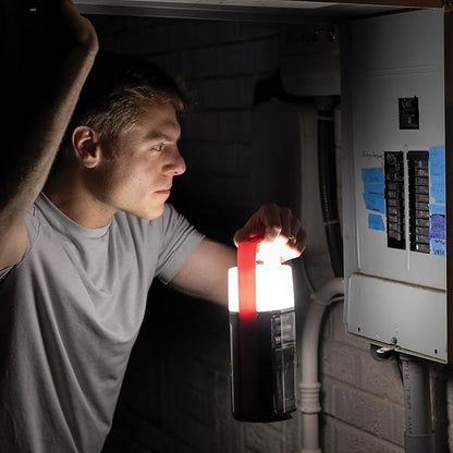 Ontel Battery Daddy Lantern, 2-in-1 Battery Powered Lamp & Battery Organizer, Ultra-Bright 1,000 Lumens Utility Light, Stores & Protects Up to 42 Batteries, Includes Battery Tester & Screwdriver