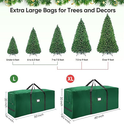 BALEINE 7.5 ft Christmas Tree Storage Bag, Heavy Duty 900D Oxford Fabric with Reinforced Handles and Dual Zippers Wide Opening, Extra Large Storage Container (Green)