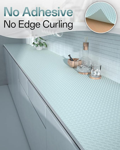 Shelf and Drawer Liner for Kitchen Cabinet, Non-Adhesive 12in x 240in Waterproof Contact Paper Refrigerator Liners Thickened Durable EVA Material Non Slip Mat for Dresser Cupboard Pantry Protector