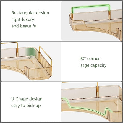 Weidace Corner Bathroom Counter Organizer Bathroom Countertop Shelf Makeup Organizer for Vanity Perfume Tray for Corner Storage (2 Tiers, Gold)