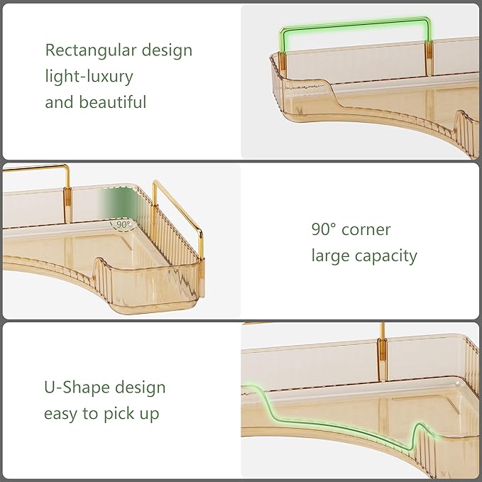 Weidace Corner Bathroom Counter Organizer Bathroom Countertop Shelf Makeup Organizer for Vanity Perfume Tray for Corner Storage (3 Tiers, Gold)