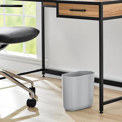 iDesign Small Slim Plastic Bathroom Trash Can, Garbage Can for Bedroom, Office, Desk, Dorm, Gray