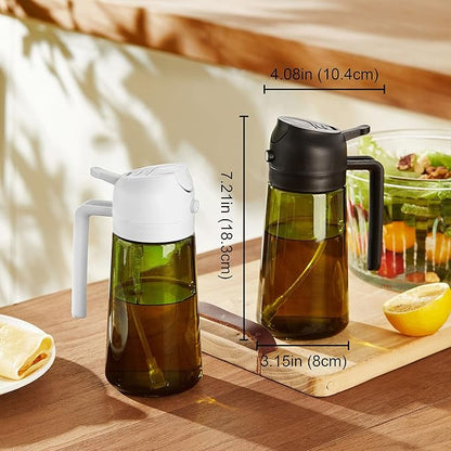 TrendPlain - Original 16oz/470ml Olive Oil Dispenser Bottle for Kitchen Gadgets and Air Fryer Accessories - Olive Oil Sprayer for Cooking w/Stickers - Black&White